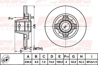 FREN DISK ARKA DUZ 238-4 ( RENAULT: R19 MEGANE CLIO II  -  ) resmi