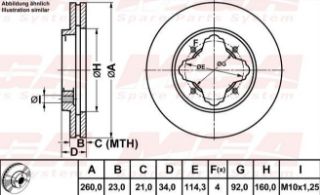 FREN DISK ON HAVA KANALLI 260-4 ( HONDA: ACCORD 90 - 98 / ROVER: 618 620 93 - 99) resmi