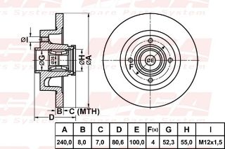 FREN DISK ARKA DUZ 240-4 ( RENAULT: MEGANE II 04 - 10 / RENAULT: CLIO III MODUS 05 - 10) RULMANSIZ resmi