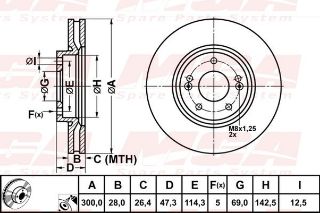 FREN DISKI ON HAVALI-(300-5)-(HYUNDAI: SONATA 06>11/IX35 11>13/I40 12>13/KIA: SPORTAGE 11>13  ) resmi