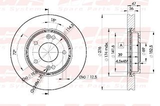 FREN DISK ON HAVA KANALLI 276-5 ( HYUNDAI: SANTAFE 00- 05 TRAJET 00 - 10 ) resmi