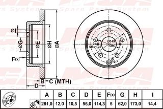 FREN DISK ARKA DUZ 281-5(TOYOTA RAV4 06>11  /RAV4 13->> ) resmi