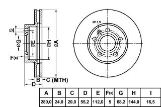 ON FREN DISKI-15 JANT-280×24 5×112 (VW TRANSPORTER 96-04) resmi