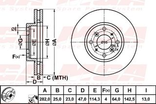 FREN DISK ON HAVA KANALLI 282-4 ( HONDA: ACCORD 98 - 02 ) resmi