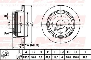 FREN DISK ARKA DUZ 258-4 ( CHEVROLET: LACETTI 04 - 10 ) resmi