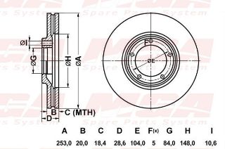 FREN DISK ON HAVA KANALLI 253-5 ( HYUNDAI: H100 93 - 04 ) resmi