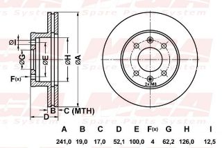 FREN DISK ON HAVA KANALLI 241-4 ( HYUNDAI: ACCENT II 00 - 03 ) resmi