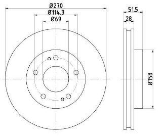 FREN DISK ON HAVA KANALLI 270-5 BIJON ( MITSUBISHI: L 200 06 > TEK KABIN   ) resmi