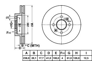 FREN DISK ON HAVA KANALLI 238-4 ( RENAULT: CLIO I CLIO II 90 - 05 / RENAULT: KANGOO MEGANE I 95 - 01) resmi