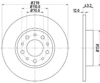 FREN DISK ARKA 278-5-(ALFA ROMEO : GIULIETTA 1.6 JTD 2011> ALFA ROMEO : 159 1.9 JTDM 2006>2011 ALFA ROMEO : BRERA 2.0 JTDM 2006>2011 FIAT : 500×1.6 MJT 2014> JEEP : RENEGADE 1.6 CRD 2014>) resmi