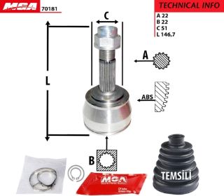 AKS KAFASI DIS - ( FIA T : DOBLO 1.2 8V 1.9D 01-- ) 22×22×51 resmi