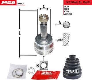 AKS KAFA DIS (ABSLI)-(HYUNDAI: GETZ 03>10 "1.5 CRDI DIZEL 4 CYL "ERA 1.5 DIZEL (ABSLI) (25×23×50xABS-48) resmi