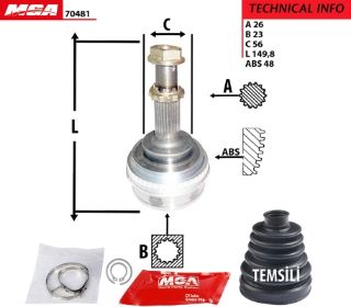 AKS KAFA DIS (ABSLI)-(TOYOTA: COROLLA 95>02 " AE100-AE101-AE111 " ) (26×23×56-48) resmi