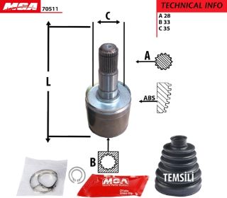 AKS KAFA IC SOL-(MITSUBISHI: L200 06>11 "4WD MT-AT" )  (28×33×35) resmi