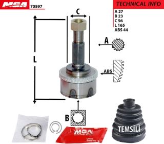 AKS KAFA DIS (ABSLI) - ( NISSAN : PRIMERA - P12 03>10 1.6 - 1.8 )  (27×23×56xABS-44) resmi