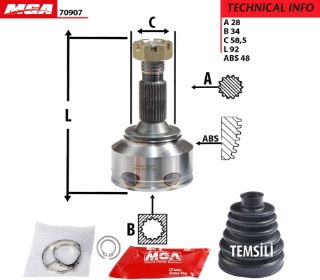 AKS KAFASI DIS SAG-SOL - ( CITROEN: C5 / PEUGEOT 407 1.6HDI 1.8 2.0 04-) resmi