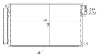 KLIMA RADYATORU (FIAT: DOBLO III 1.4I 09- /OPEL: COMBO 1.4I 12- MITO 1.4I 08- ) 607×348×16 resmi