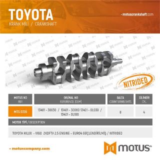 KRANK MİLİ TOYOTA HİLUX VIGO 2,5 MOTOR 2005> (2KDFVDF) EURO 4 MOTOR resmi