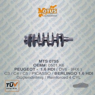 KRANK MİLİ P307 P308 P407 PARTNER TEPEE PARTNER II P3008 P207 C4 BERLİNGO II BERLİNGO III C5 C4 II DS4 EXPERT III JUMPY III DV6 (1,6 HDI 16V) FORD FOCUS 1,6TDCI resmi