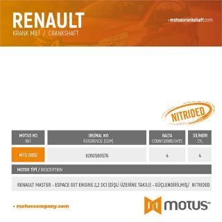 KRANK MİLİ (DISLISI UZERINDE TAKILI) MASTER ESPACE G9T MOTOR 2.2 DCI (GUCLENDIRILMIS) resmi