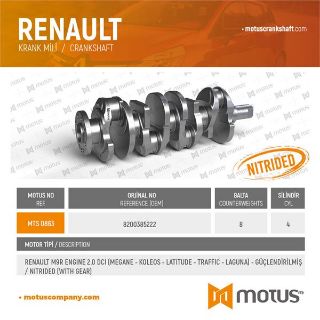 KRANK MILI RENAULT M9R ENGINE 2.0 DCI [ MEGANE - KOLEOS - LATITUDE - TRAFFIC - LAGUNA ] - GUCLENDIRILMIS / NITRIDED [WITH GEAR] resmi