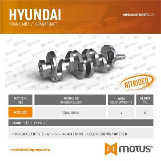 KRANK MİLİ (4 BALTA) HYUNDAİ ACCENT BLUE 1.4 BENZİN MOTOR / G4FA MOTOR / 2011 SONRASI - GUCLENDIRILMIS resmi