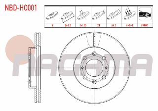 FREN DİSKI ÖN HAVALI 4 BJN 261,5X21X64,15X44,7 HONDA CİVİC VII 1.4İ - 1.6İ 2000-2006/ JAZZ IV 1.3 2016- resmi