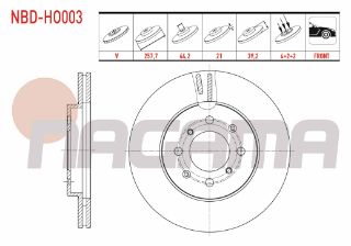 FREN DİSKI ÖN HAVALI  4 BJN 257,7X21X64,2X39,2 HONDA JAZZ II (GD) 1.4İ 2002-2004 resmi