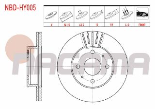 FREN DİSKI ÖN HAVALI 4 BJN 241,5X19X63,6X52 HYUNDAİ ACCENT ADMIRE 1.3 - 1.6 - 1.5 CRDI 2003-2006/ ACCENT II 1.3 - 1.5İ - 1.6İ 2000-2005/ ACCENT MILENIUM 1.3 - 1.5 - 1.5 CRDI 2000-2003 resmi