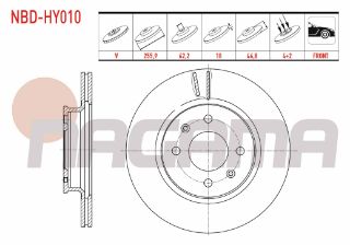 FREN DİSKI ÖN HAVALI 4 BJN 255,9X18X62,2X46,6 HYUNDAİ I20 1.2İ - 1.4İ - 1.6İ - 1.4 CRDI 2008-2015 resmi