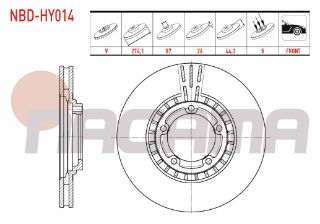 FREN DİSKI ÖN HAVALI 5 BJN 274,1X26X87X44,3 HYUNDAİ STAREX 2.4İ 1997-2007/ H100 2.5 D 5 1993-2004/ STAREX 2.5 TD- 2.5 CRDI 2003-2008 resmi