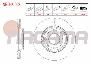 FREN DİSKI ÖN HAVALI 4 BJN 275,1X26X69X47,3 KİA CERATO 1.6İ - 1.5 CRDI 2004-2012 resmi