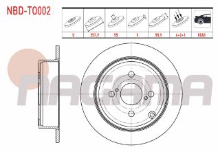 FREN DİSKI ARKA DÜZ 4 BJN 257,9X9X55X55,9 TOYOTA COROLLA (E12) 1.4 VVT-I - 1.6 VVT-I - 1.8 VVT-I 2002-2007 resmi