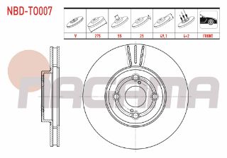 FREN DİSKI ÖN HAVALI 4 BJN 275X25X55X49,1 TOYOTA COROLLA (E12) 1.4 D-4D - 2.0 D-4D - 2.0 D 2002-2007 resmi