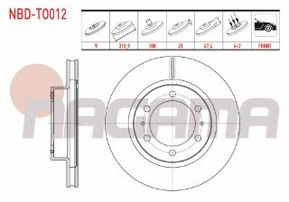 FREN DİSKI ÖN HAVALI 6 BJN 319X28X26X108X67,5 TOYOTA HI-LUX VIII REVO PİCK UP 2.4 D 2015- resmi