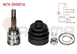 AKS KAFASI SOL SAĞ ÖN DIS 24X19X52 ABSLI 48 DIS UZUNLUK 175,5MM DAİHATSU TERİOS (J1) 1.3 1997-2005 resmi