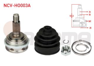 AKS KAFASI SOL SAĞ ÖN DIS 26X28X55 ABSLI 50 DIS UZUNLUK 129,4MM HONDA CİVİC VI 1.4İ - 1.6İ 1995-2001 resmi