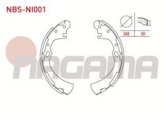 FREN PABUC BALATA ARKA 260X50MM NİSSAN PİCK UP (D22) 2.5 D 4X2 1998- resmi