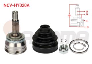 AKS KAFASI SOL SAĞ ÖN DIS 25X23X50 ABSLI 44 DIS UZUNLUK 158MM HYUNDAİ ACCENT ADMIRE 1.5 CRDI 2003-2006 resmi