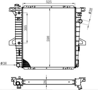 RADYATÖR BRAZİNG EXPLORER 95-05 AC KLİMASIZ OTOM 525X598X26 resmi