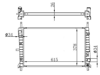 RADYATÖR BRAZİNG KALIN TİP FORD MONDEO 92-96 1.6İ-1.8İ-2.0İ 615X378X26 MEK. resmi