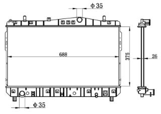 RADYATÖR BRAZİNG LACETTİ 1.4-1.6-1.8 AC KLİMASIZ MEK 375X698X26 BDW013 resmi