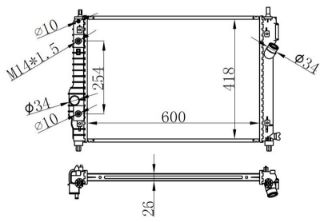 RADYATOR BRAZİNG AT 600X418X16 KALOS AVEO 1.4/1.6 09 resmi