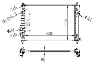 RADYATOR BRAZİNG AT 600X418X26 KALOS/ AVEO 1.2İ/1.6İ 05 resmi