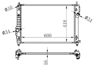 RADYATOR BRAZİNG MT 600X418X16 KALOS/ AVEO 1.2İ/1.6İ 05 resmi