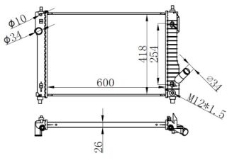 RADYATOR BRAZİNG AT 600X418X26 AVEO 1.4 07 / KALOS 03 616904 resmi