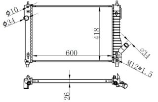 RADYATOR BRAZİNG MT 600X418X26 AVEO 1.4 07 / KALOS 03 resmi