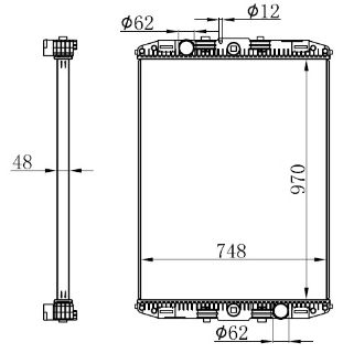 RADYATOR TRUCK BRAZİNG MT 970X748X48 F95 400 87 614190 resmi