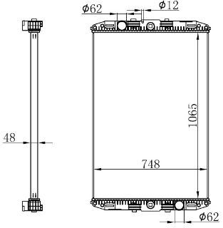 RADYATOR TRUCK BRAZİNG MT 1065X748X48 F95 XF380/430/480/530 97-04 resmi