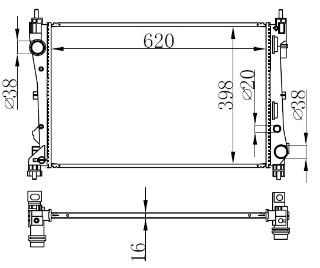 RADYATOR BRAZİNG MT 620X398X16 FİAT DOBLO 1.3 MJTD 09 KAVİSLİ BAĞLANTI 617854 resmi